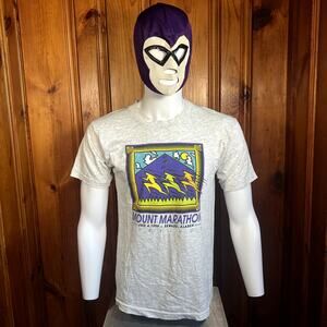 Mount Marathon 1999 L Vintage Racing Tee Heather Gray Alaska Seward 90s
